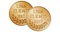 Grafika wyróżnień Laur Klienta za lata 2021 i 2022.